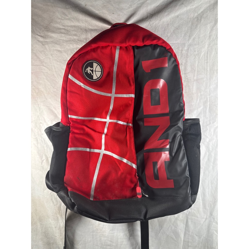 AND1 Basketball Backpack Red Black Large Logo Sports Gym Bag 20x14